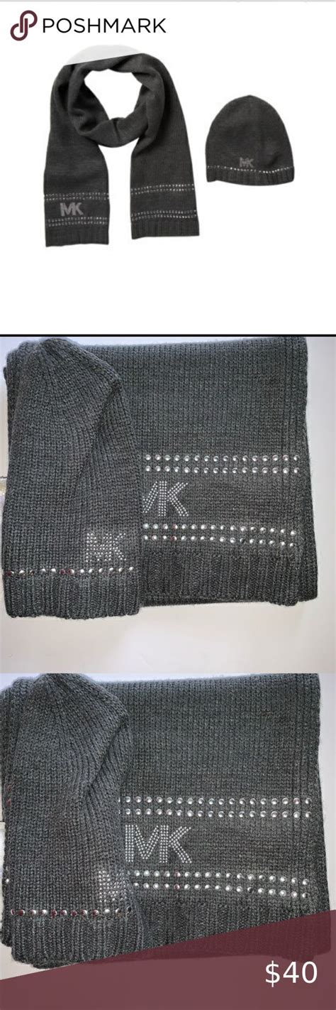 michael michael kors stud stripe hat & scarf set